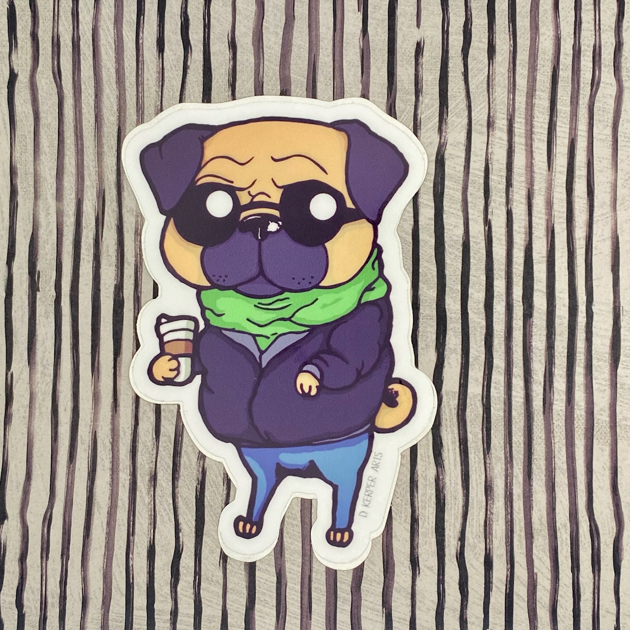 Hipster Pug - Sticker