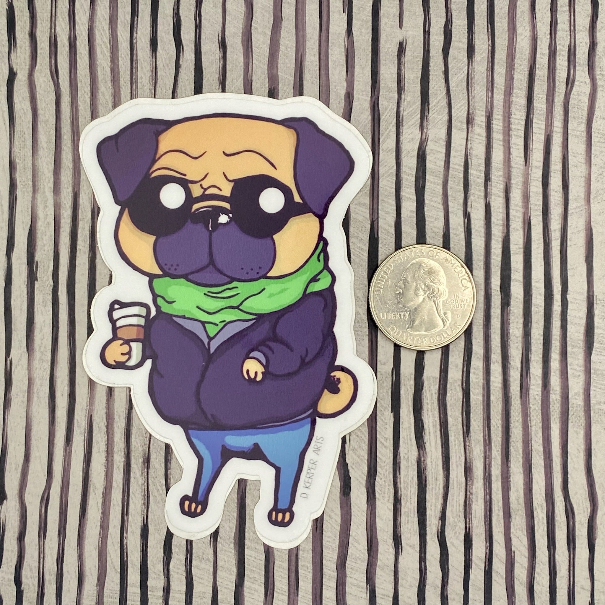 Hipster Pug - Sticker