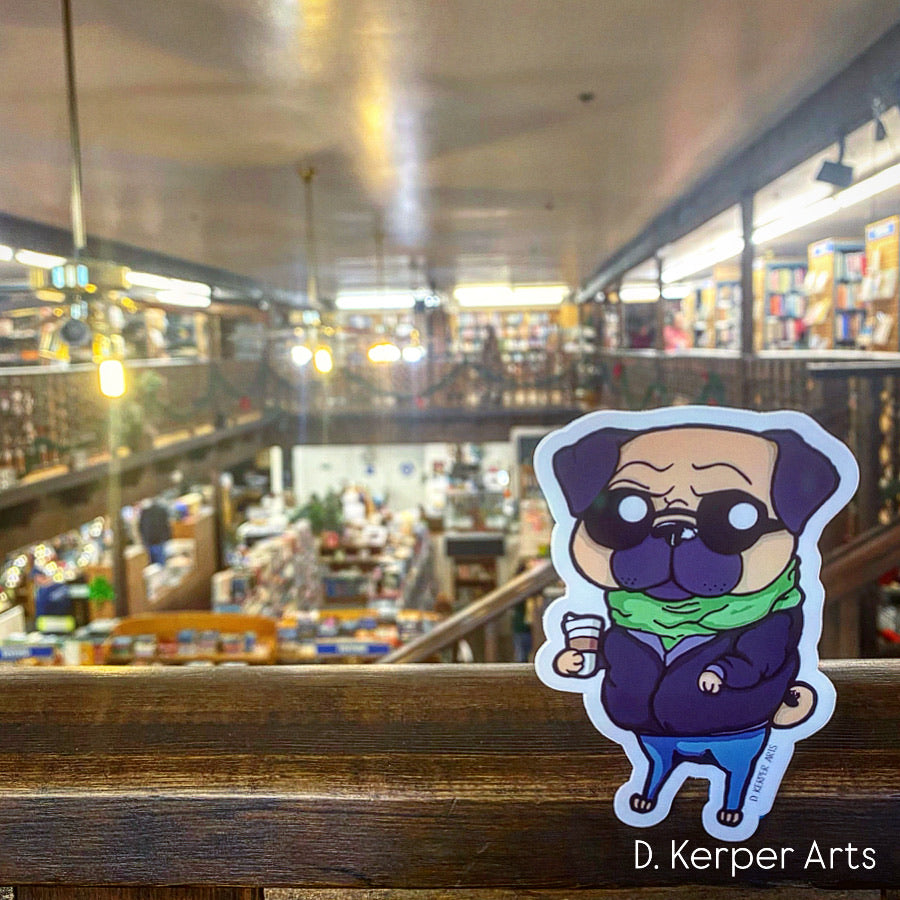 Hipster Pug - Sticker